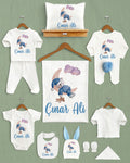 Ay Üzerinde Uyuyan Sevimli Ayıcık Tasarımı Ponponlu Tavşan Kulaklı 11'li Organik Hastane Çıkışı